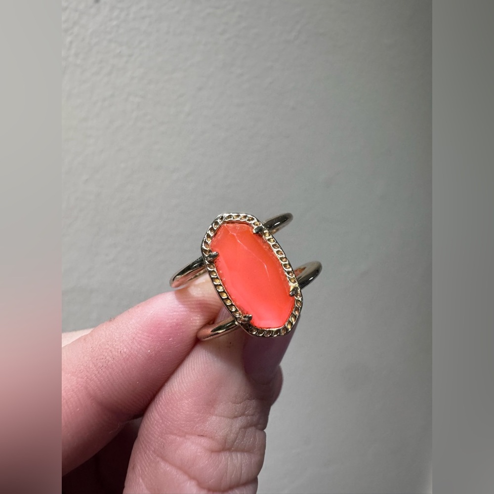 Gold Ring with Vibrant Orange Stone